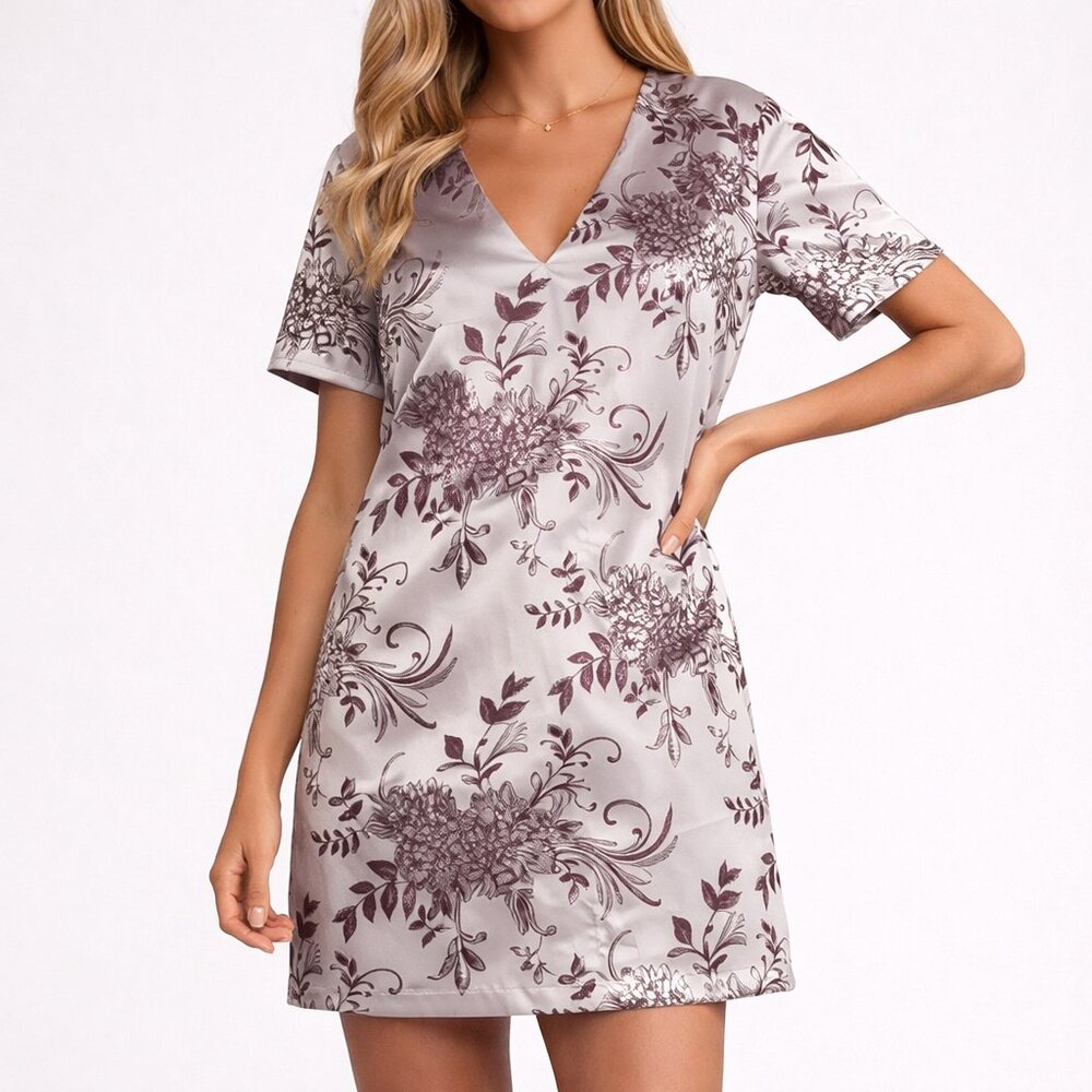 Lulus Go With the Glow Metallic Floral Jacquard Shift Dress – Size M